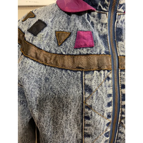 Women’s Vintage Faded Glory Denim Jacket, Size L, Blue & Purple - Picture 8 of 11